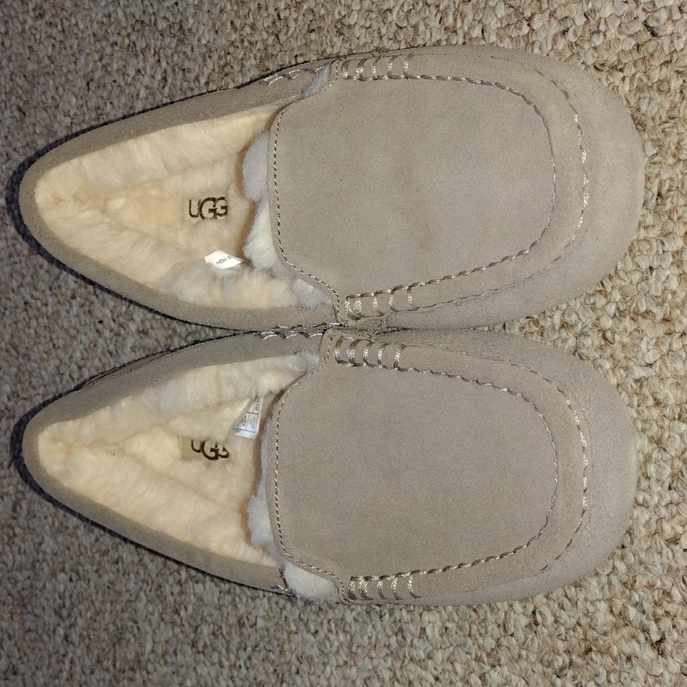 UGG Women's Gray Suede Loafers with Shearling